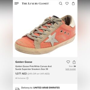 Golden Goose superstar sneaker size 39 color pink